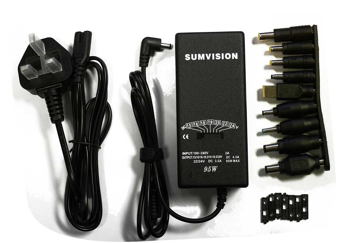 Sumvision Universal Laptop AC Charger Adapter Power Supply 95W 9 tips