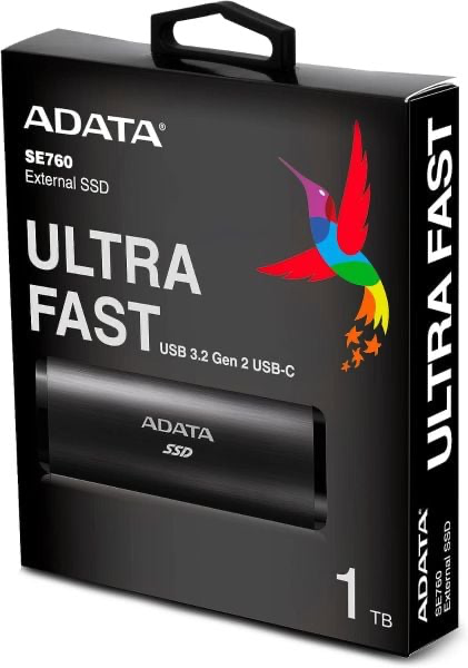 Adata, Elite SE760, Portable External SSD, USB-C 3.2, Gen 2 - 1TB (Works with PS5/Xbox)